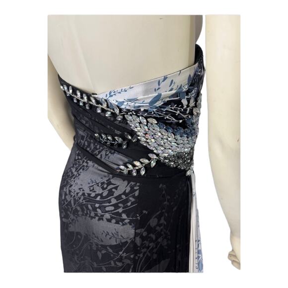 TERANI sweetheart strapless silk gown formal beads & jewels size 8 - Picture 13 of 15